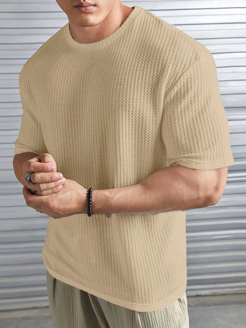 Beige Waffle Knit -DROP SHOULDER