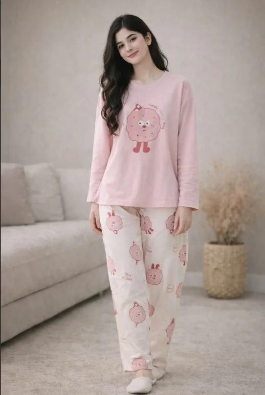 Pink Happy Day Printed Night Suit