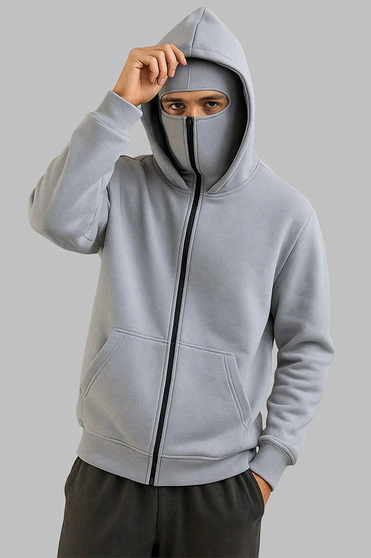 Men's Ninja Zipper Hoodie - Grey