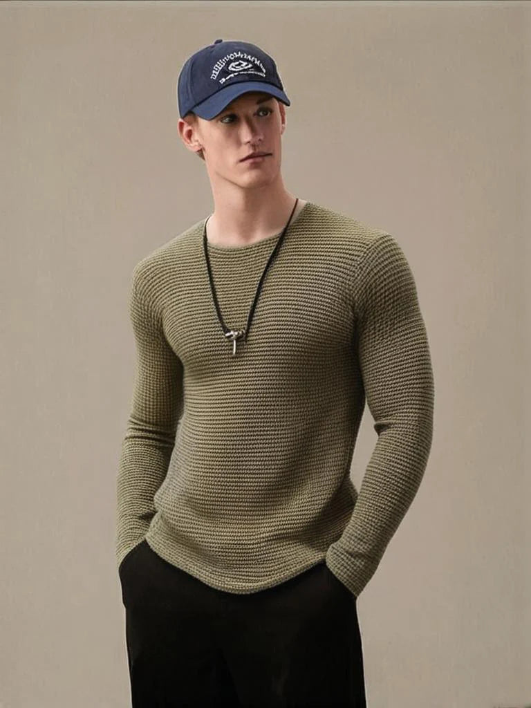 Full Sleeves Waffle Knit Olive