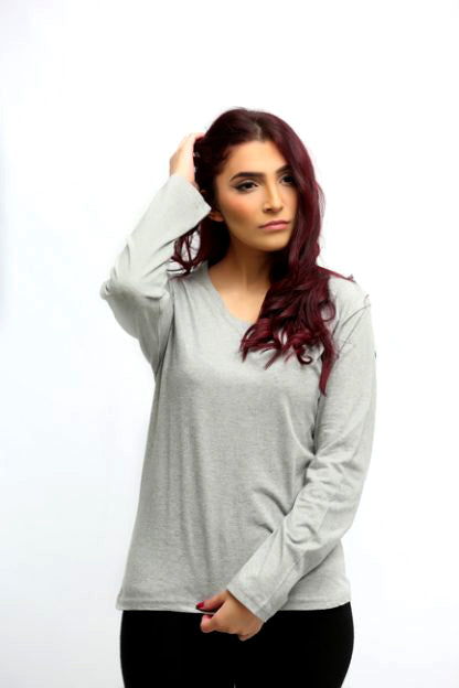 Basic Header Gray Full Sleeves T-Shirt