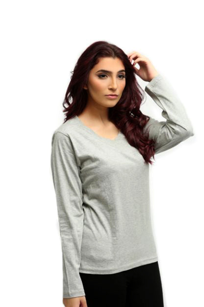 Basic Header Gray Full Sleeves T-Shirt