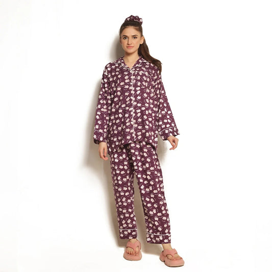 TNW Dusky Petals Linen Pajama Suit