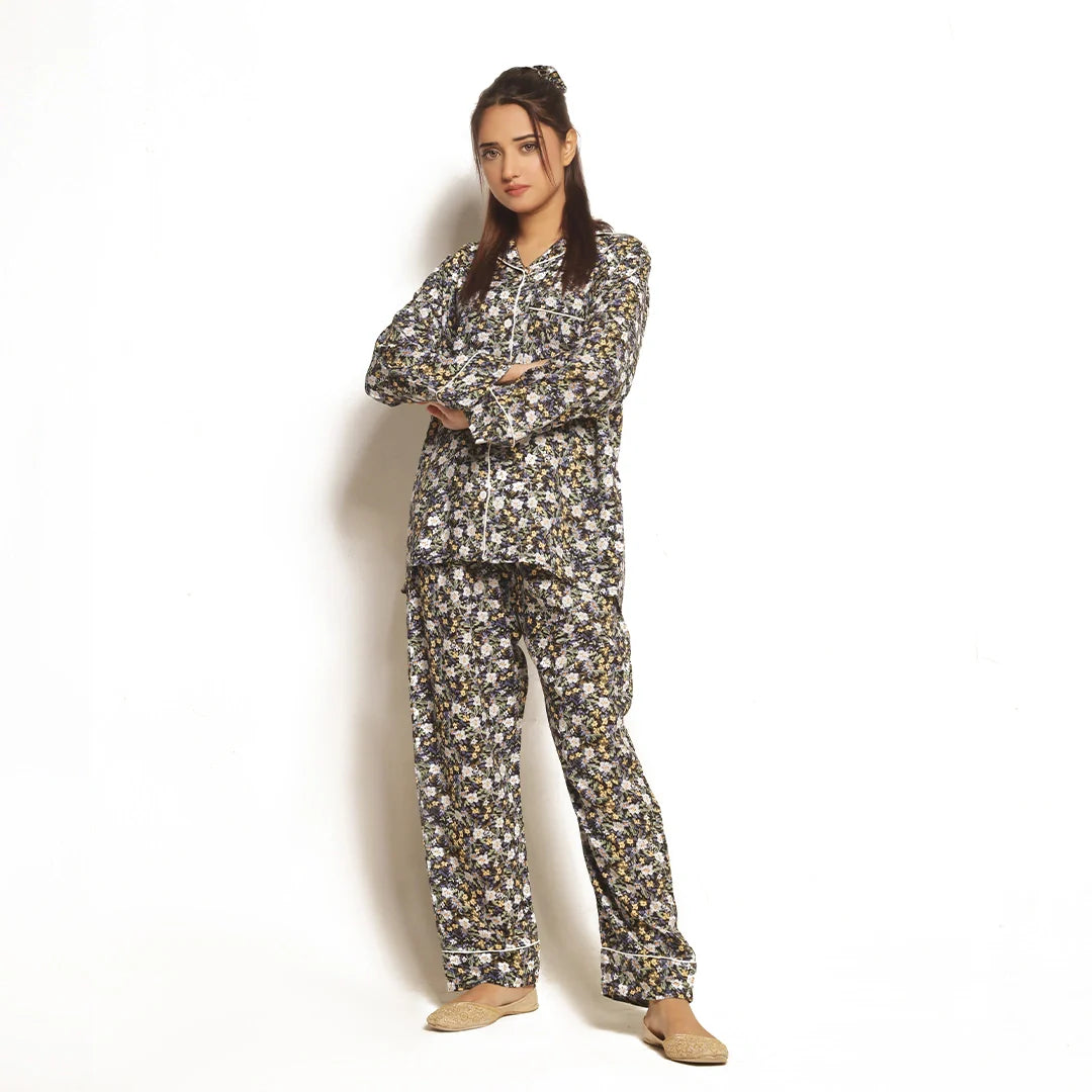 TNW Full Bloom Linen Pajama Suit