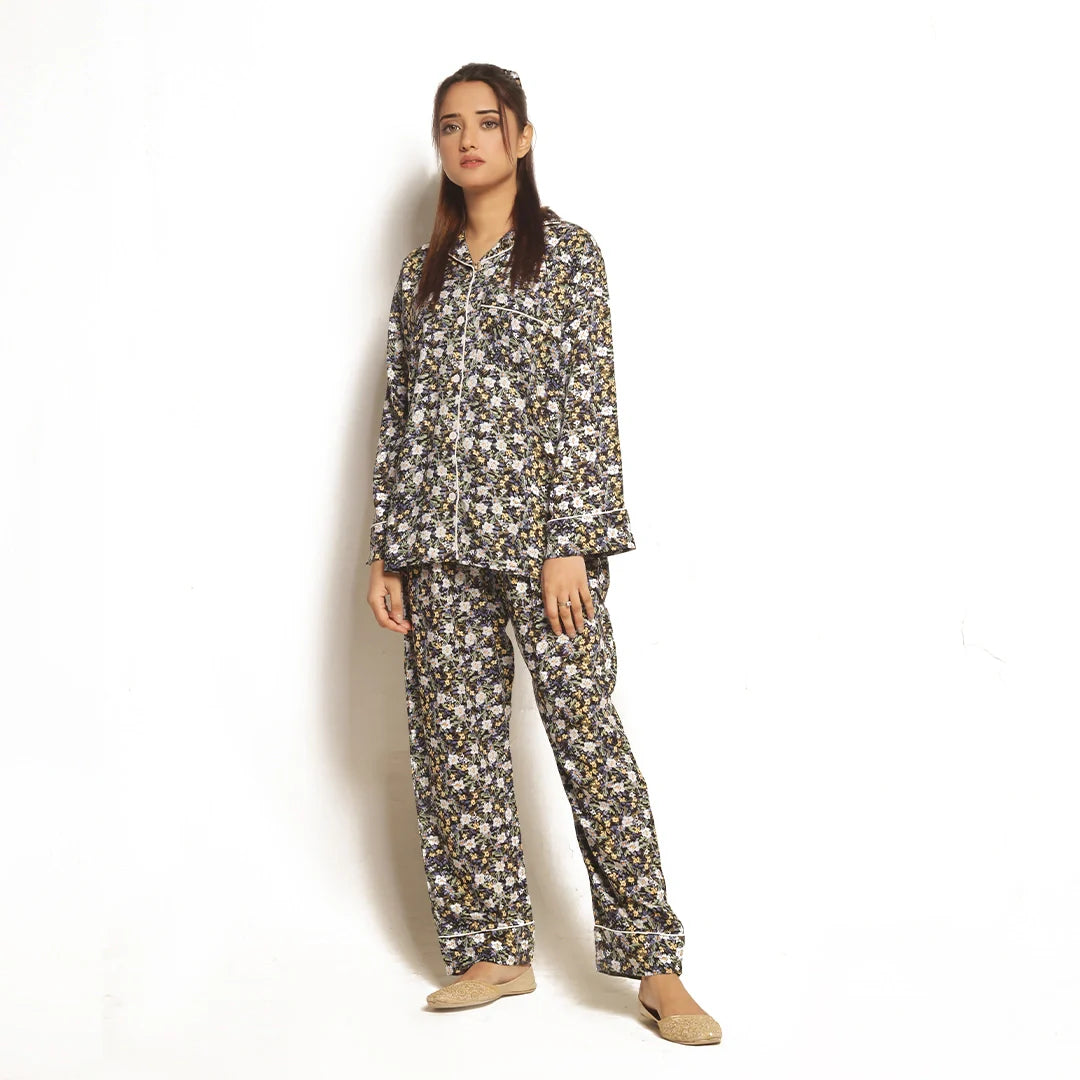 TNW Full Bloom Linen Pajama Suit