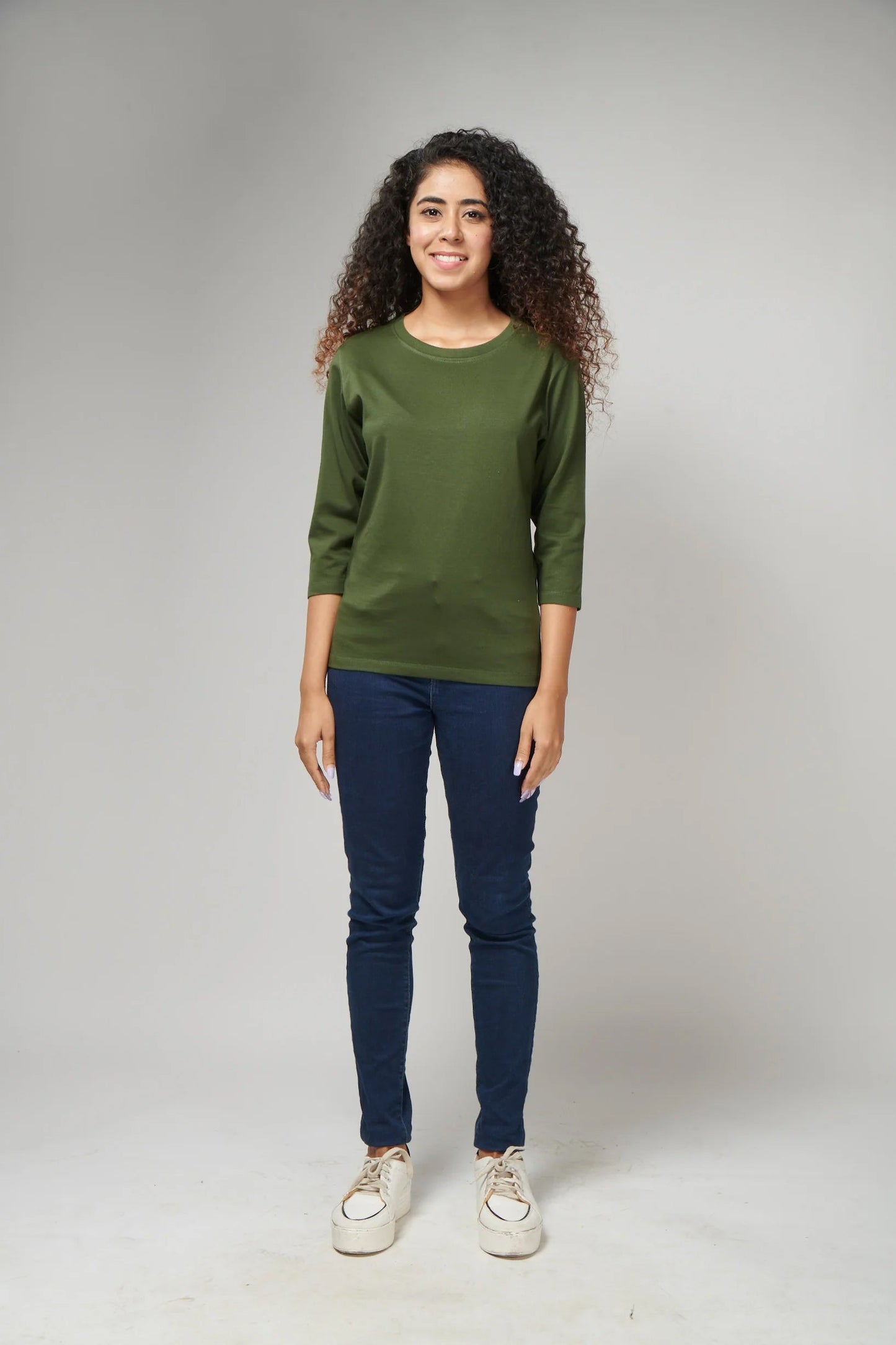 Basic Olive Full Sleeves T-Shirt