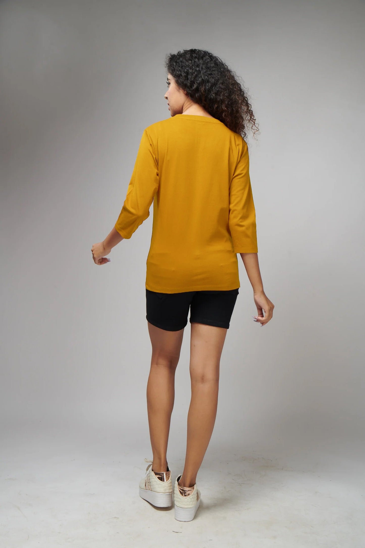 Basic Mustard Full Sleeves T-Shirt