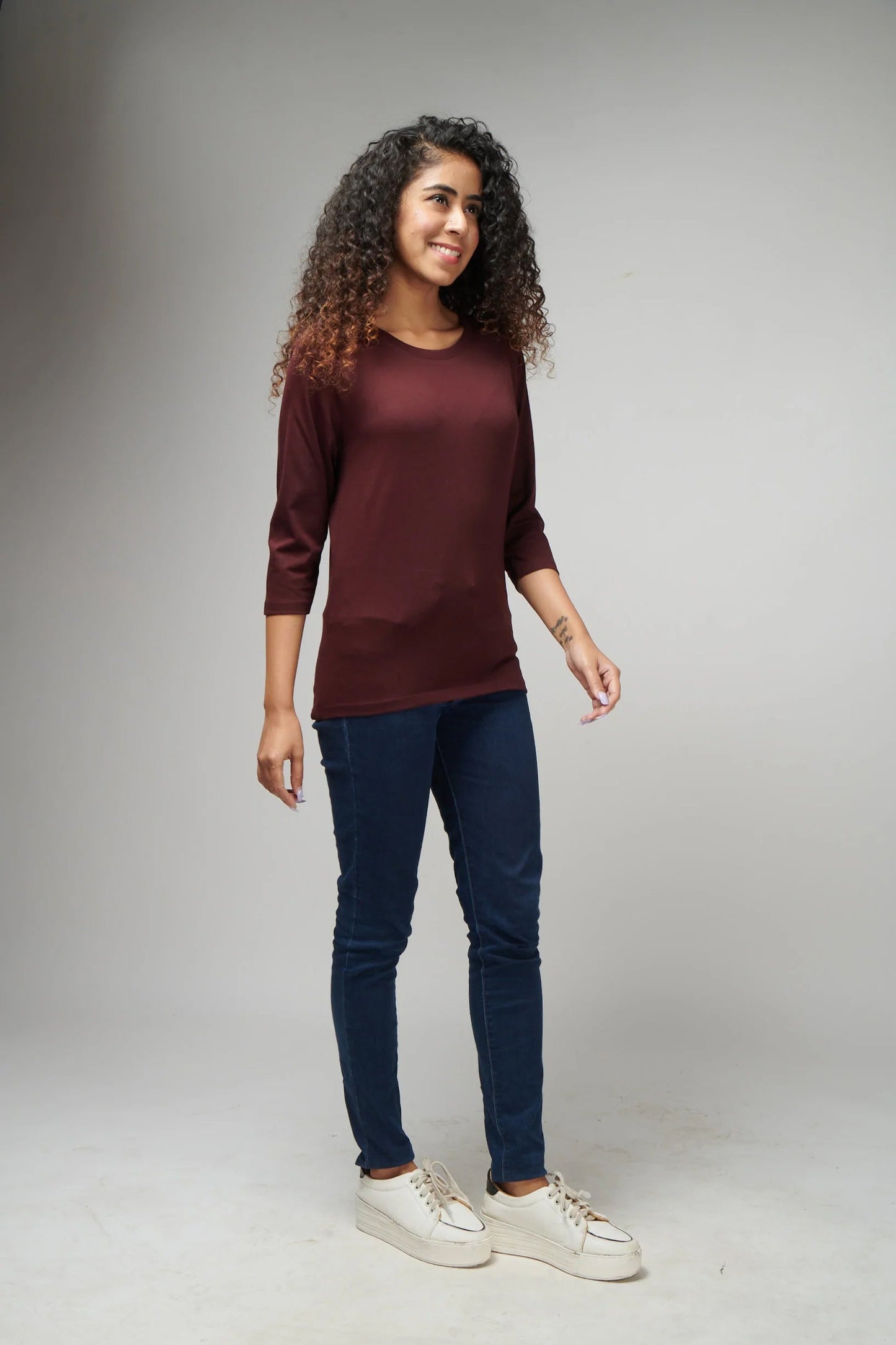 Basic Maroon Full Sleeves T-Shirt