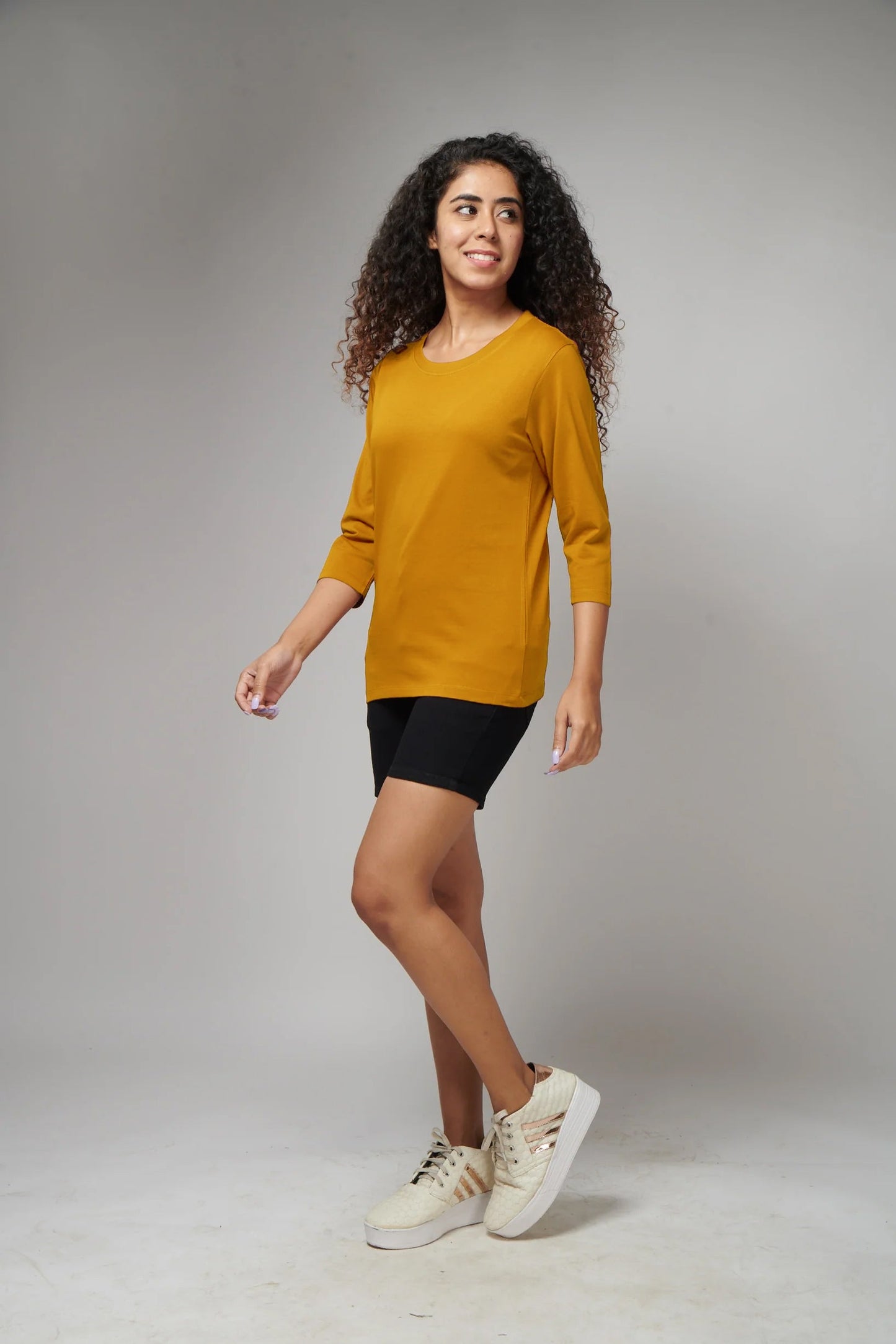 Basic Mustard Full Sleeves T-Shirt