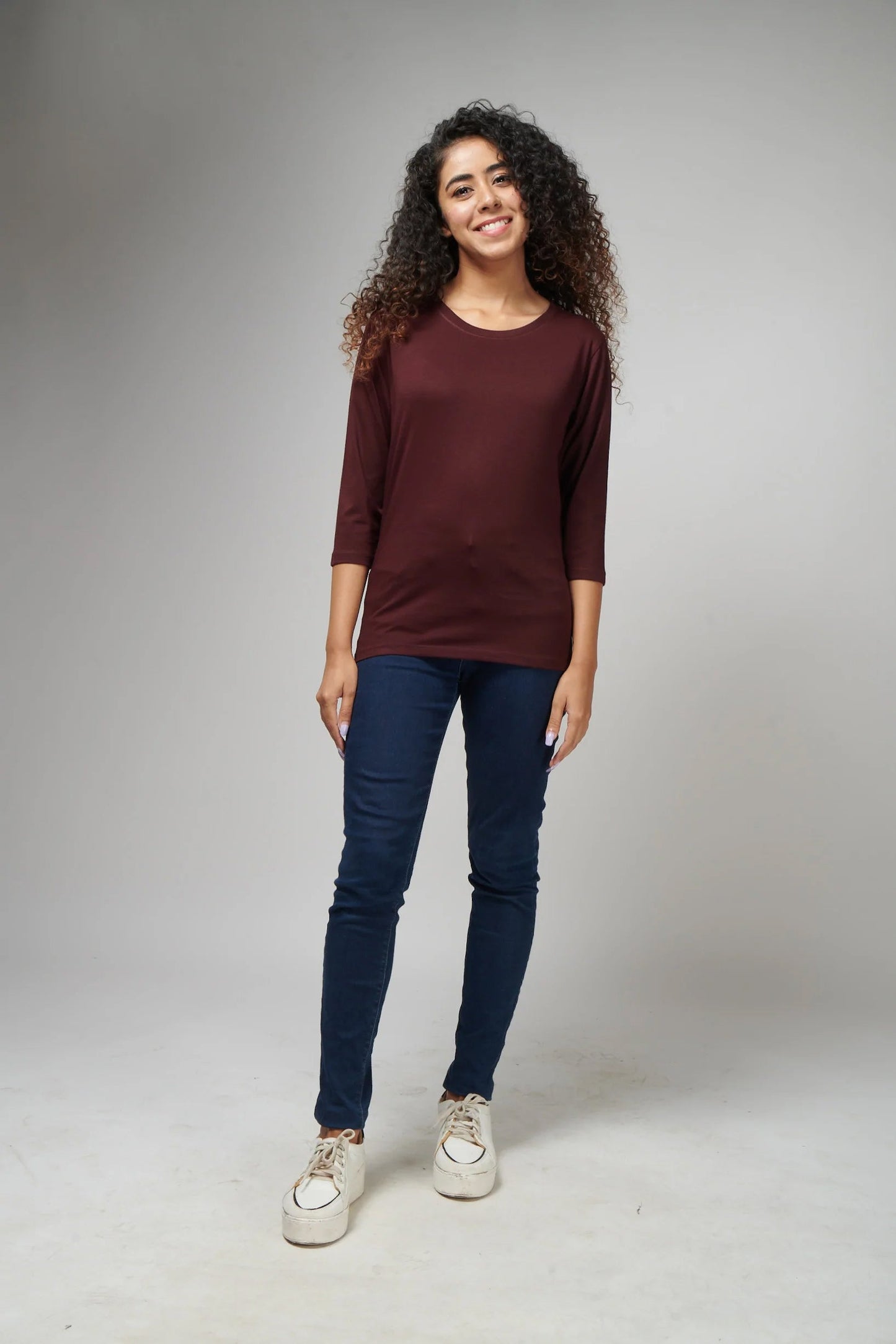 Basic Maroon Full Sleeves T-Shirt