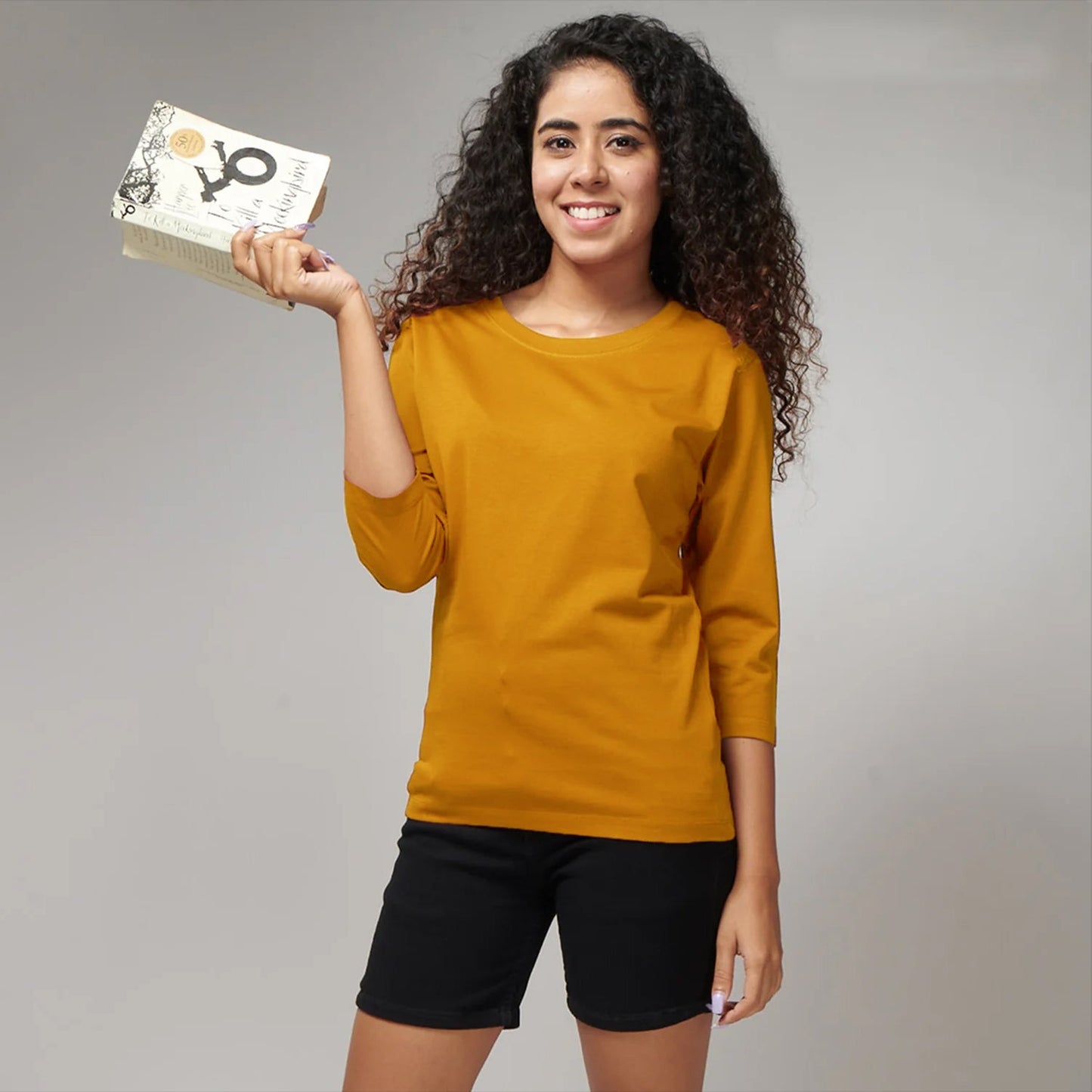 Basic Mustard Full Sleeves T-Shirt