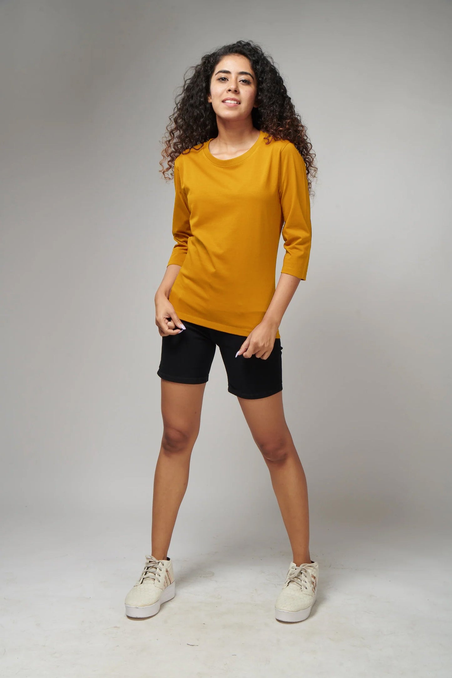 Basic Mustard Full Sleeves T-Shirt