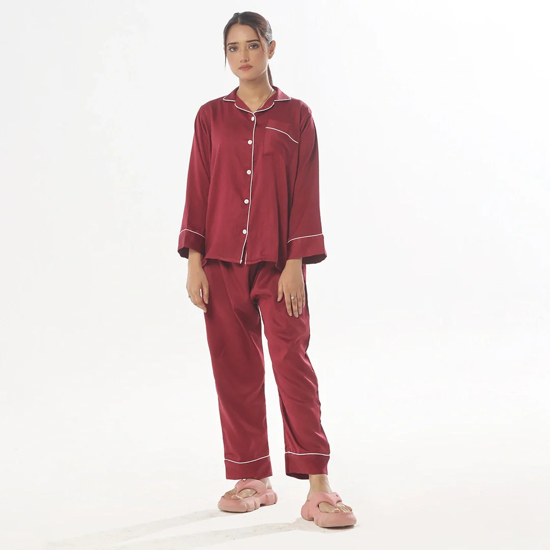 TNW Silk Pajama Suit - Pearl