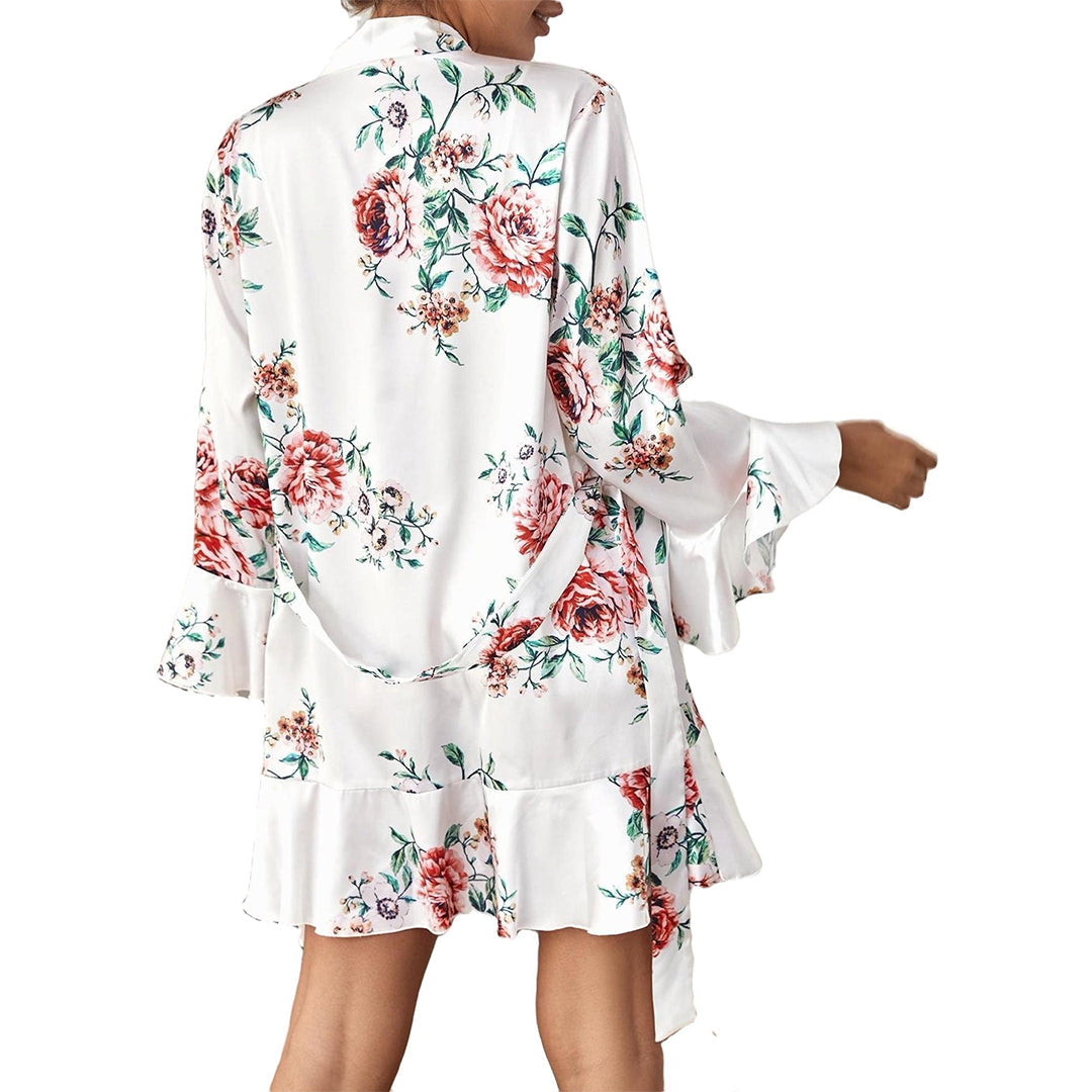 TNW Daisy Floral Silk 3pcs Nightgown set