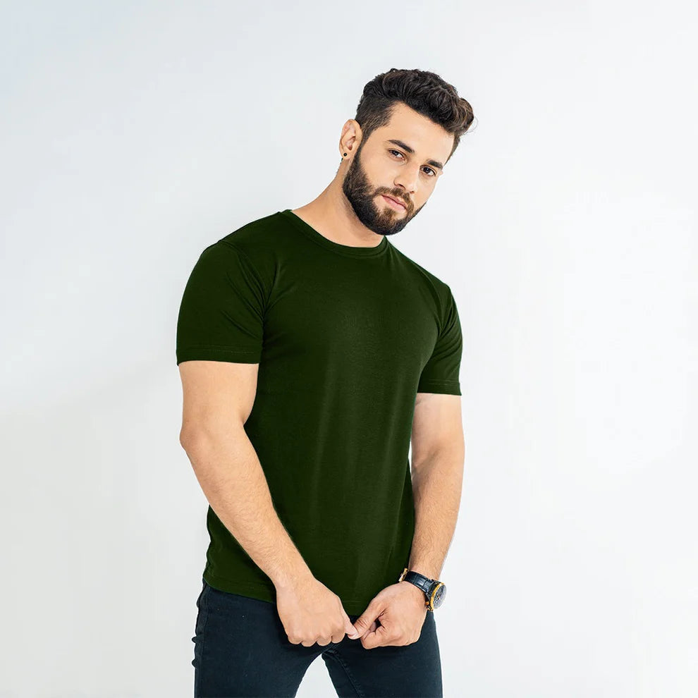 11.11 Sale-Plain Tees For Men - Olive