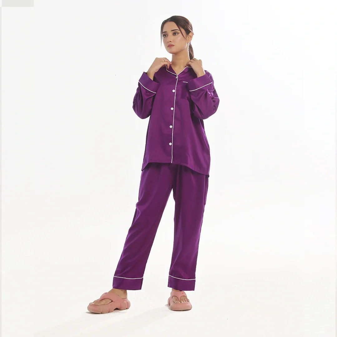 TNW Silk Pajama Suit - Pearl