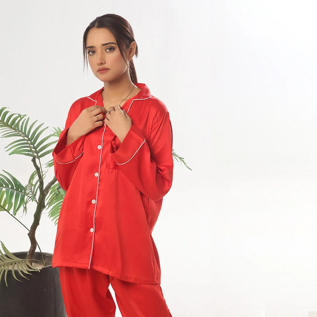 TNW Silk Pajama Suit - Pearl