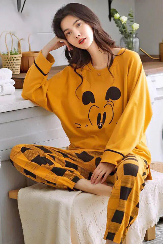 11.11 Sale-Mustard Mickey Printed Suit