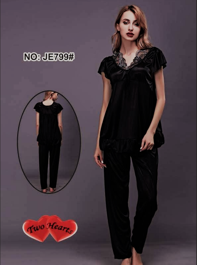 TNW Two Hearts 100% Silk Pajama Suit