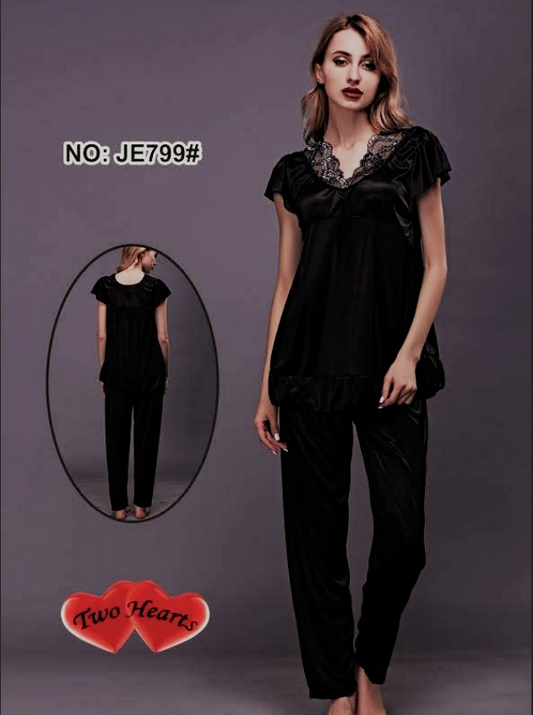 TNW Two Hearts 100% Silk Pajama Suit