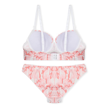 Fuzzy Floral Padded Bra and Panty Set