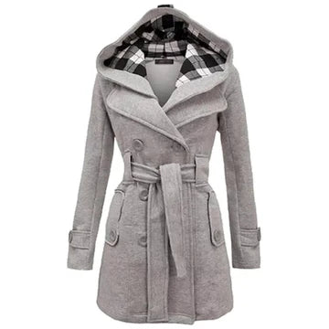 LONG HOODED COAT - Grey