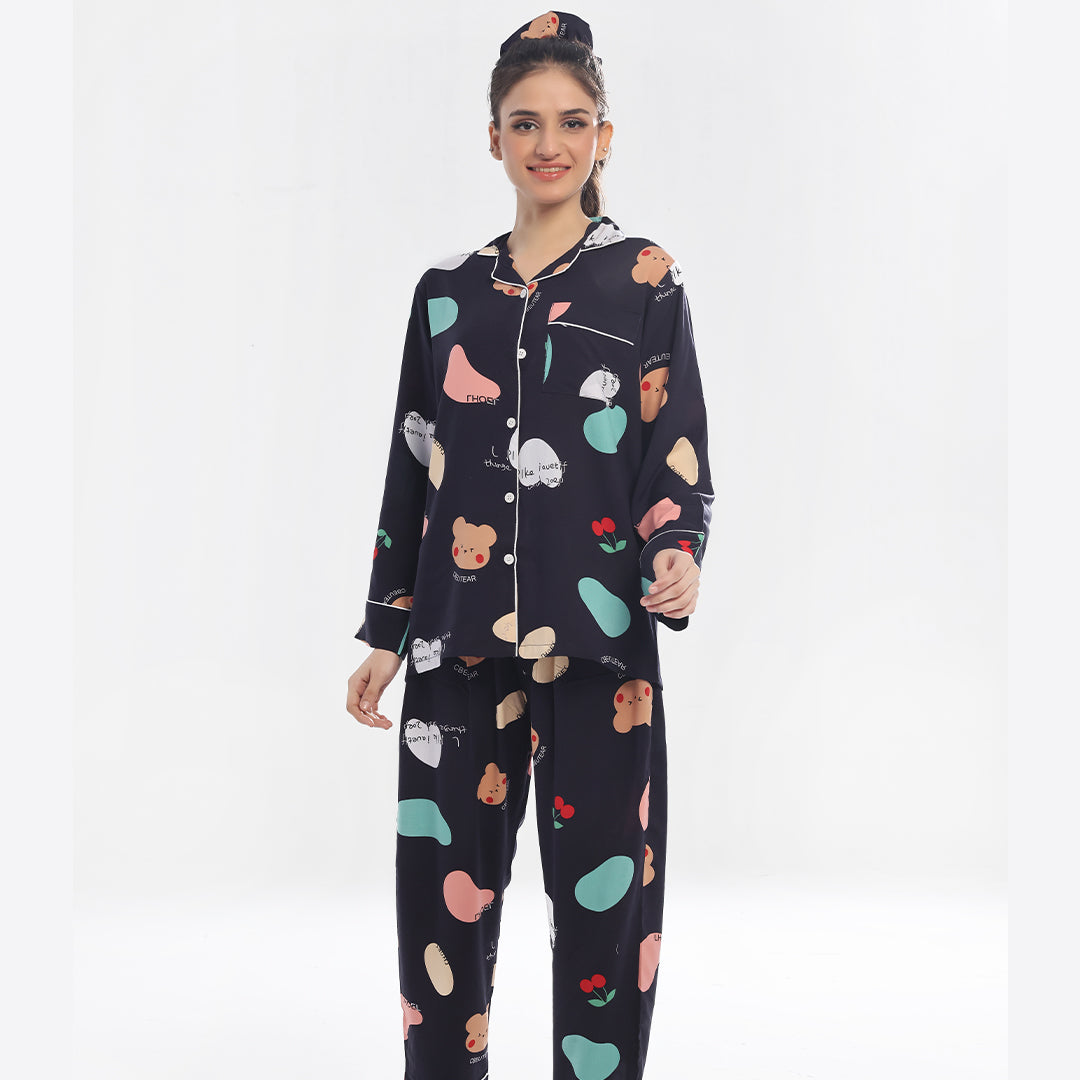 TNW Linen Pajama Suit - Abstract Nights