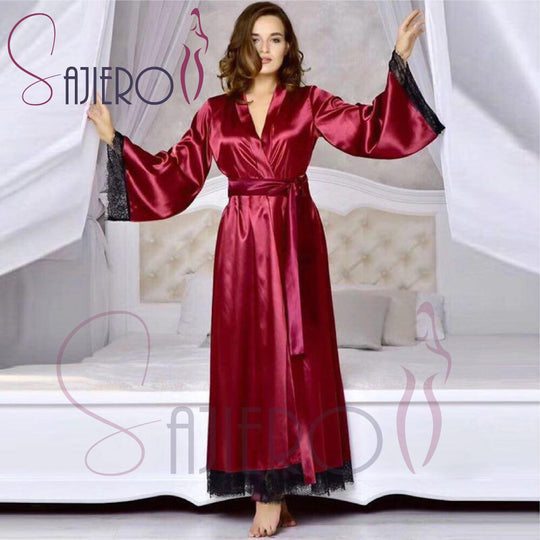 Artistry -Lace Long Robe - Softy Wear red color sexy nightie long coats for women price in pakistan