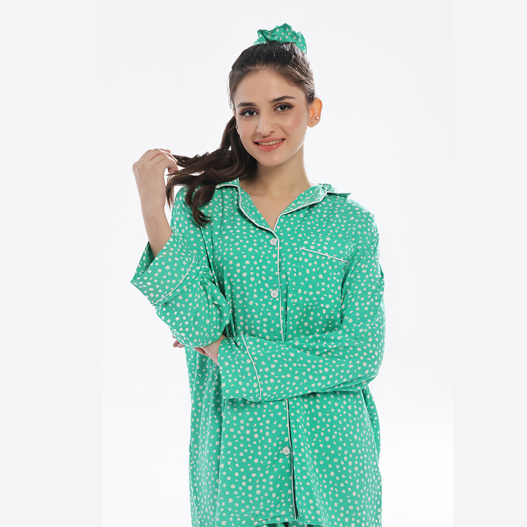 TNW Leafy Bloom Linen Pajama Suit