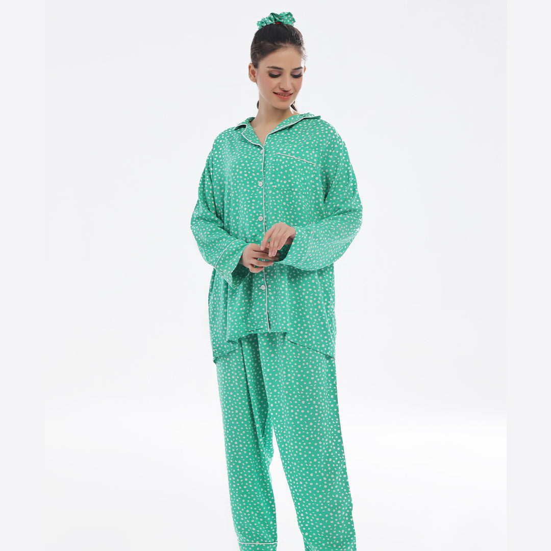 TNW Leafy Bloom Linen Pajama Suit