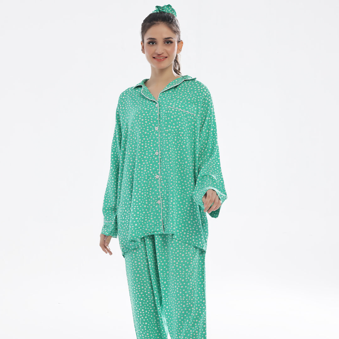 TNW Leafy Bloom Linen Pajama Suit