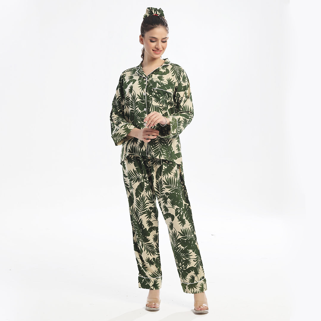 TNW Ivory Forest Linen Pajama Suit