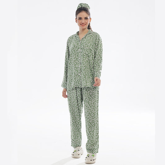 TNW Floral Olive Linen Pajama Suit