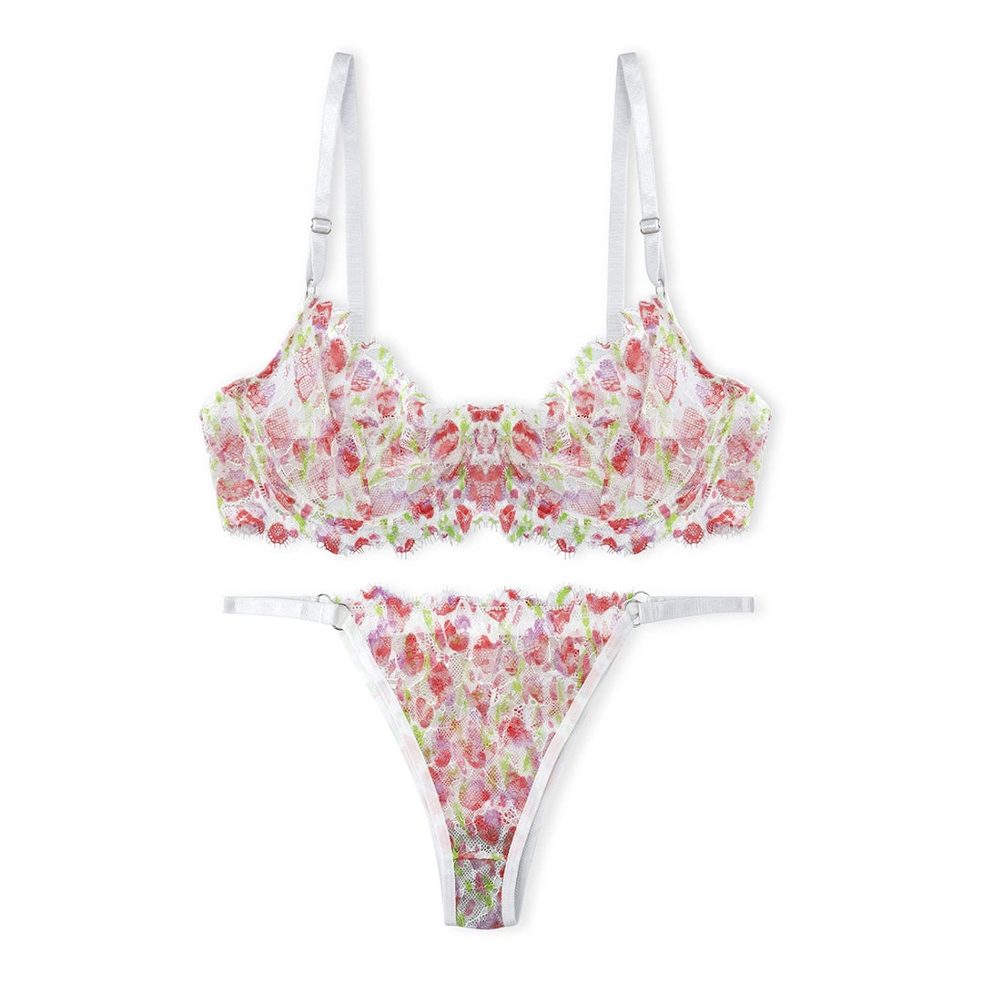 Pimk Floral Non Padded Bra and Panty Set