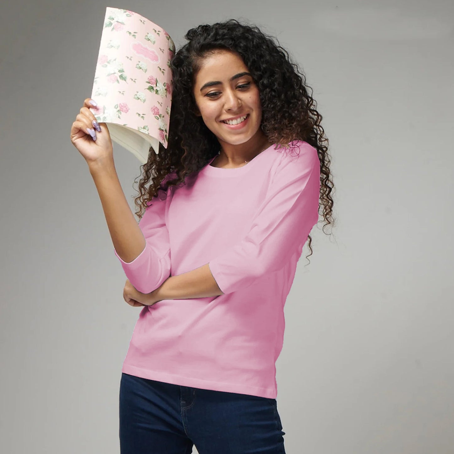 Basic Pink Full Sleeves T-Shirt