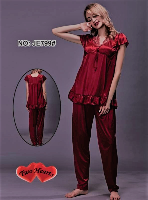 TNW Two Hearts 100% Silk Pajama Suit