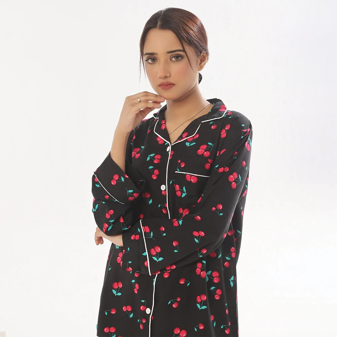 TNW Cherry Linen Pajama Suit