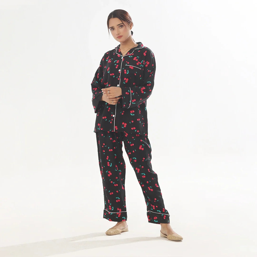 TNW Cherry Linen Pajama Suit