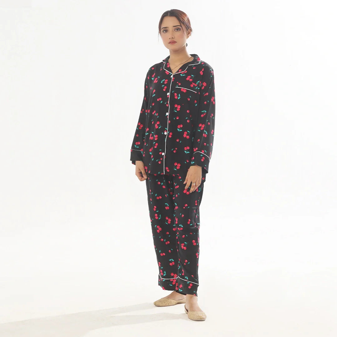 TNW Cherry Linen Pajama Suit