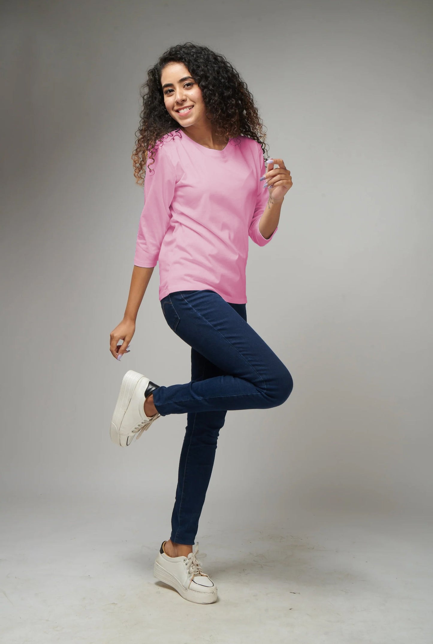 Basic Pink Full Sleeves T-Shirt