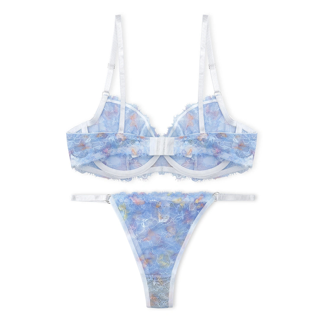 Butterfly Print Non Padded Bra and Panty Set