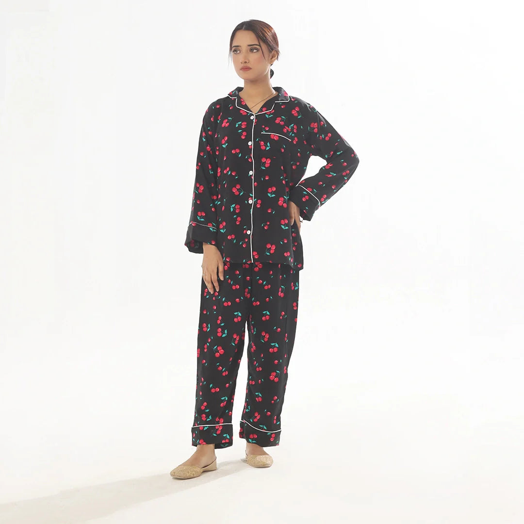 TNW Cherry Linen Pajama Suit