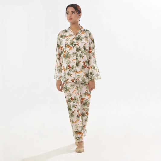 TNW Abstract Floral Linen Pajama Suit