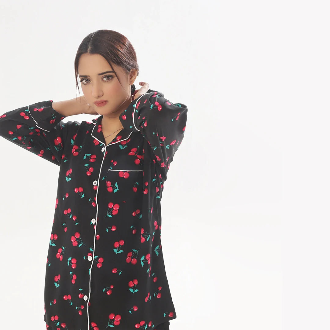 TNW Cherry Linen Pajama Suit