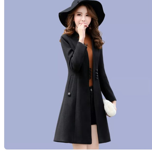 Long fleece coat- Black