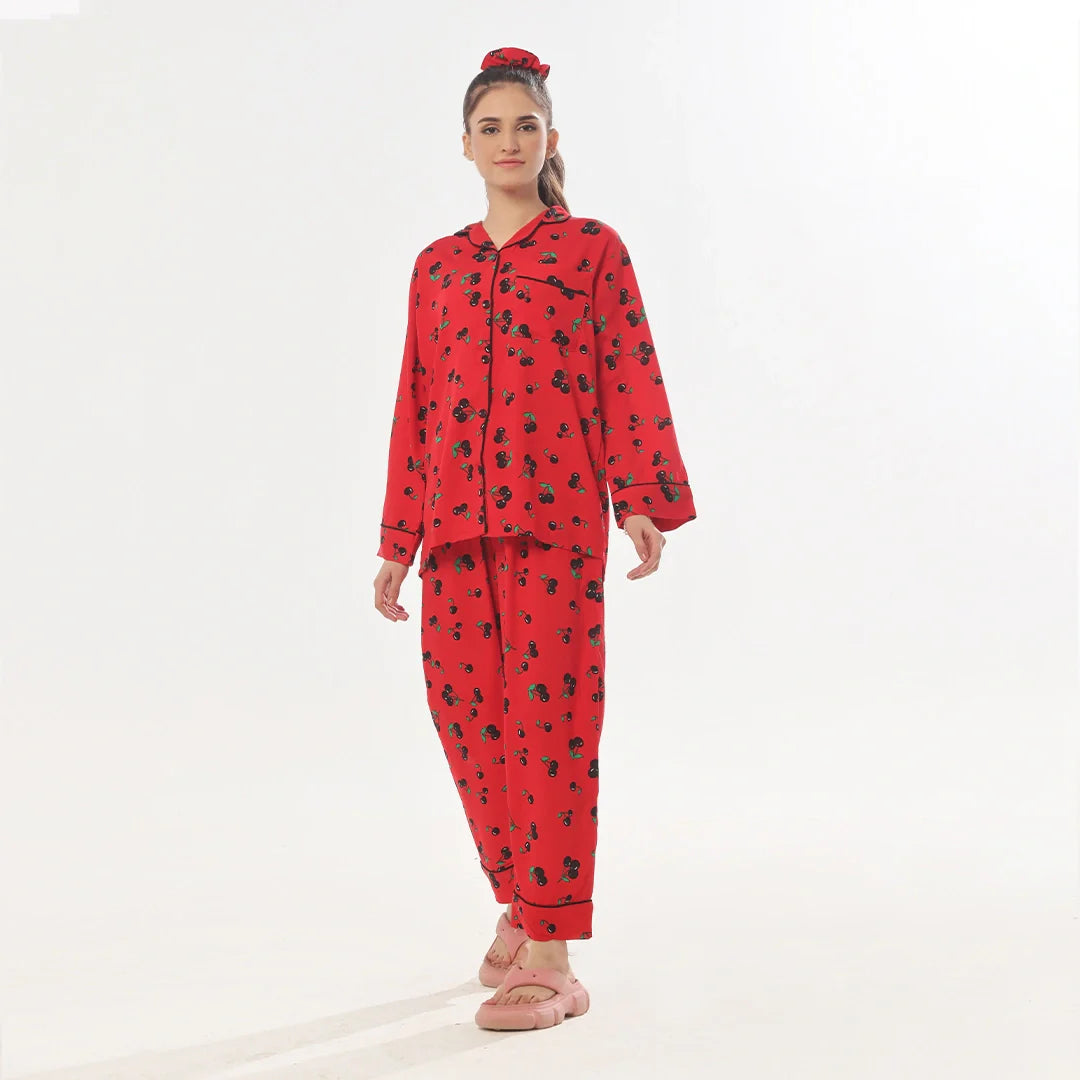 TNW Cherry Linen Pajama Suit