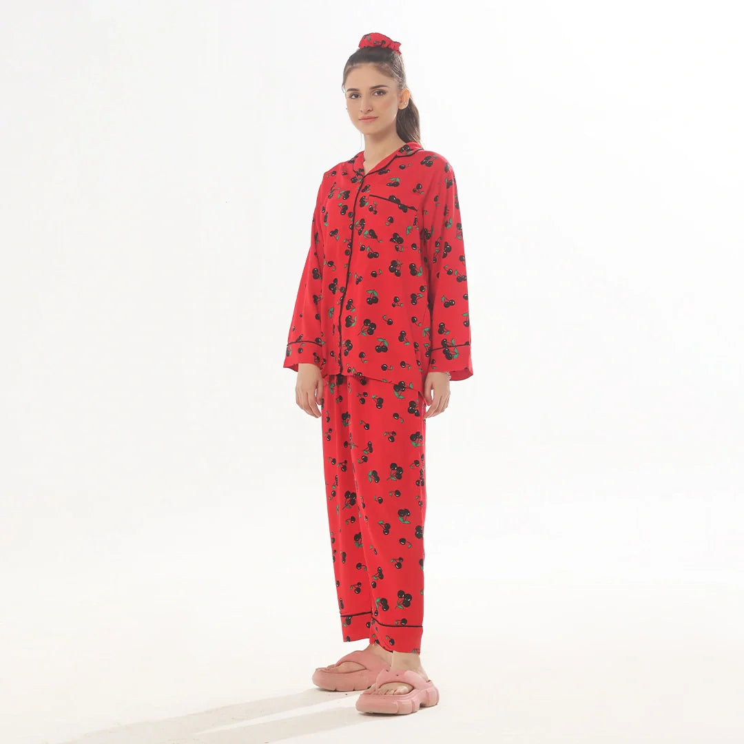 TNW Cherry Linen Pajama Suit