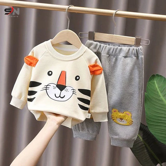 Off white tiger Print Sweatshirt With Trouser For Kids