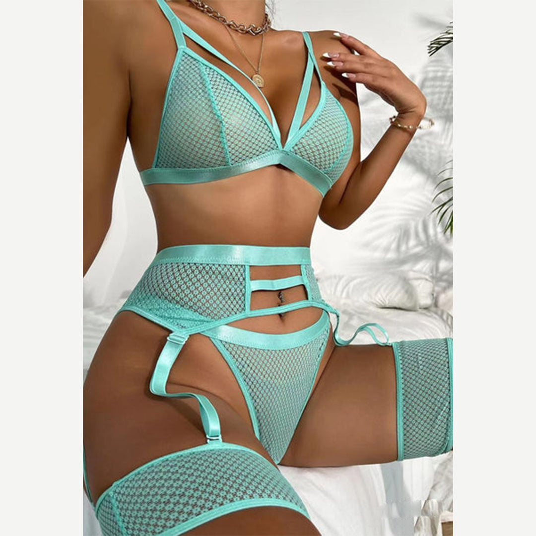 TNW Sienna Zig Transparent Sexy Garter Belt Set