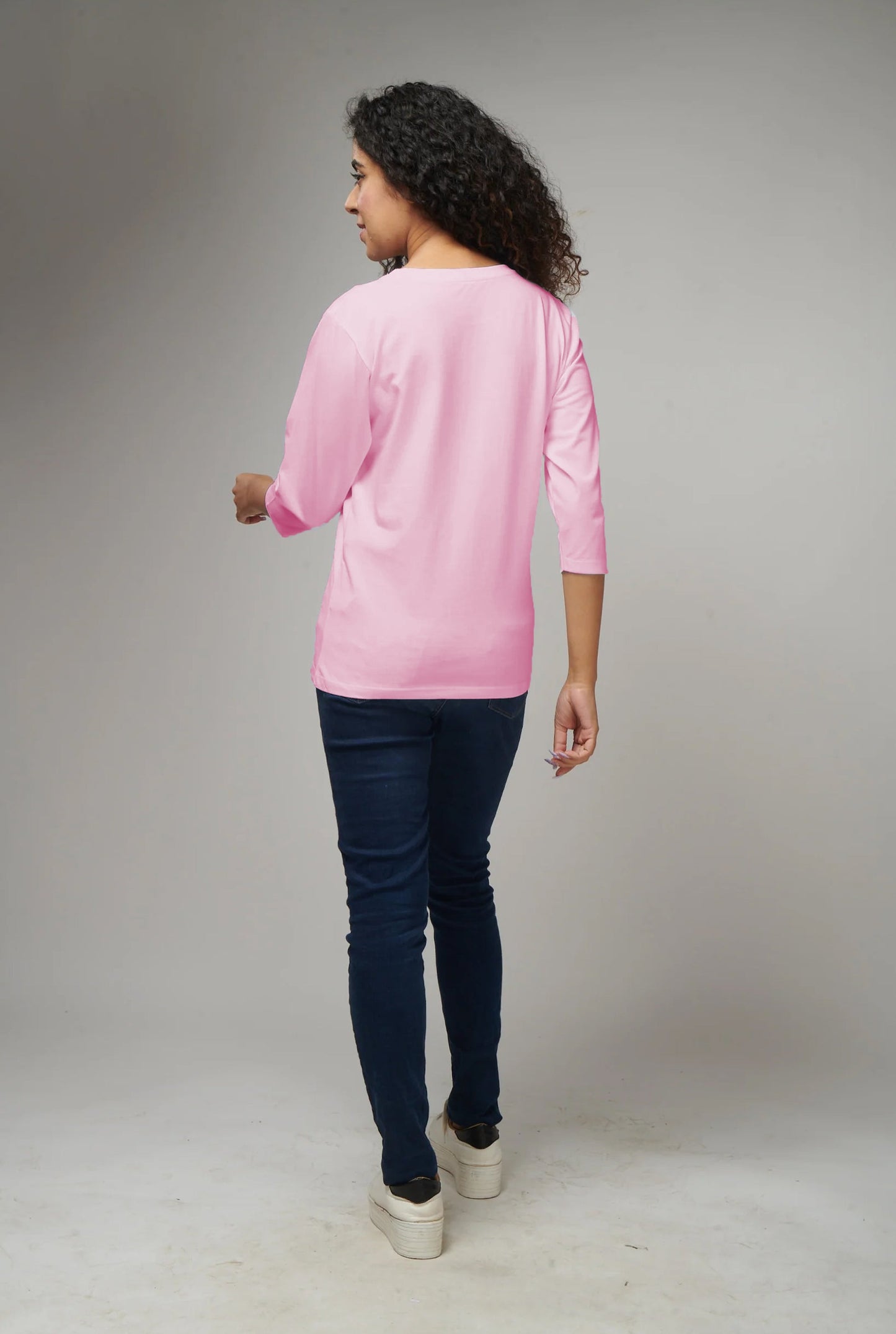 Basic Pink Full Sleeves T-Shirt